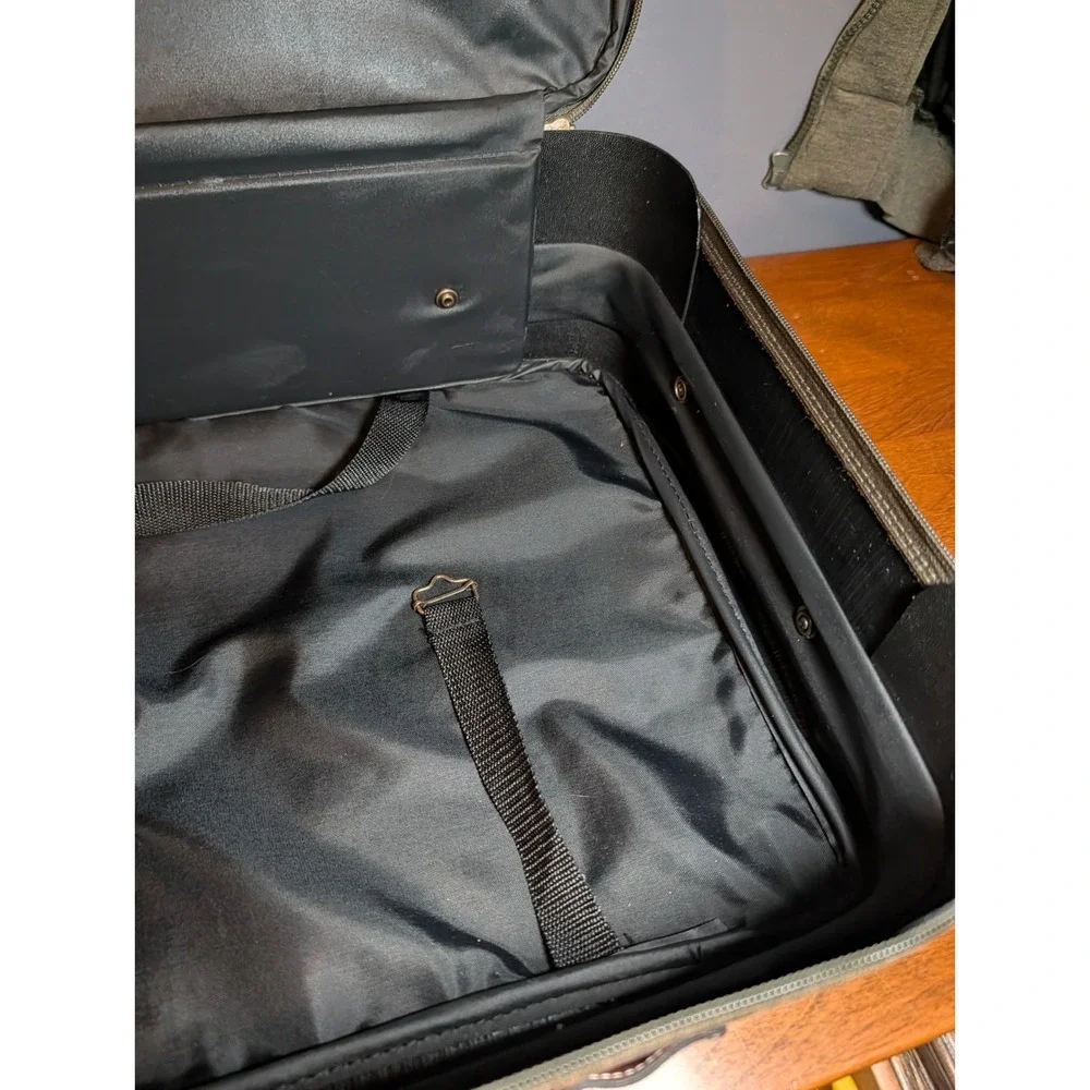 Vintage Atlantic USA Suitcase Brown Olive Corduroy Softshell Luggage with Keys
